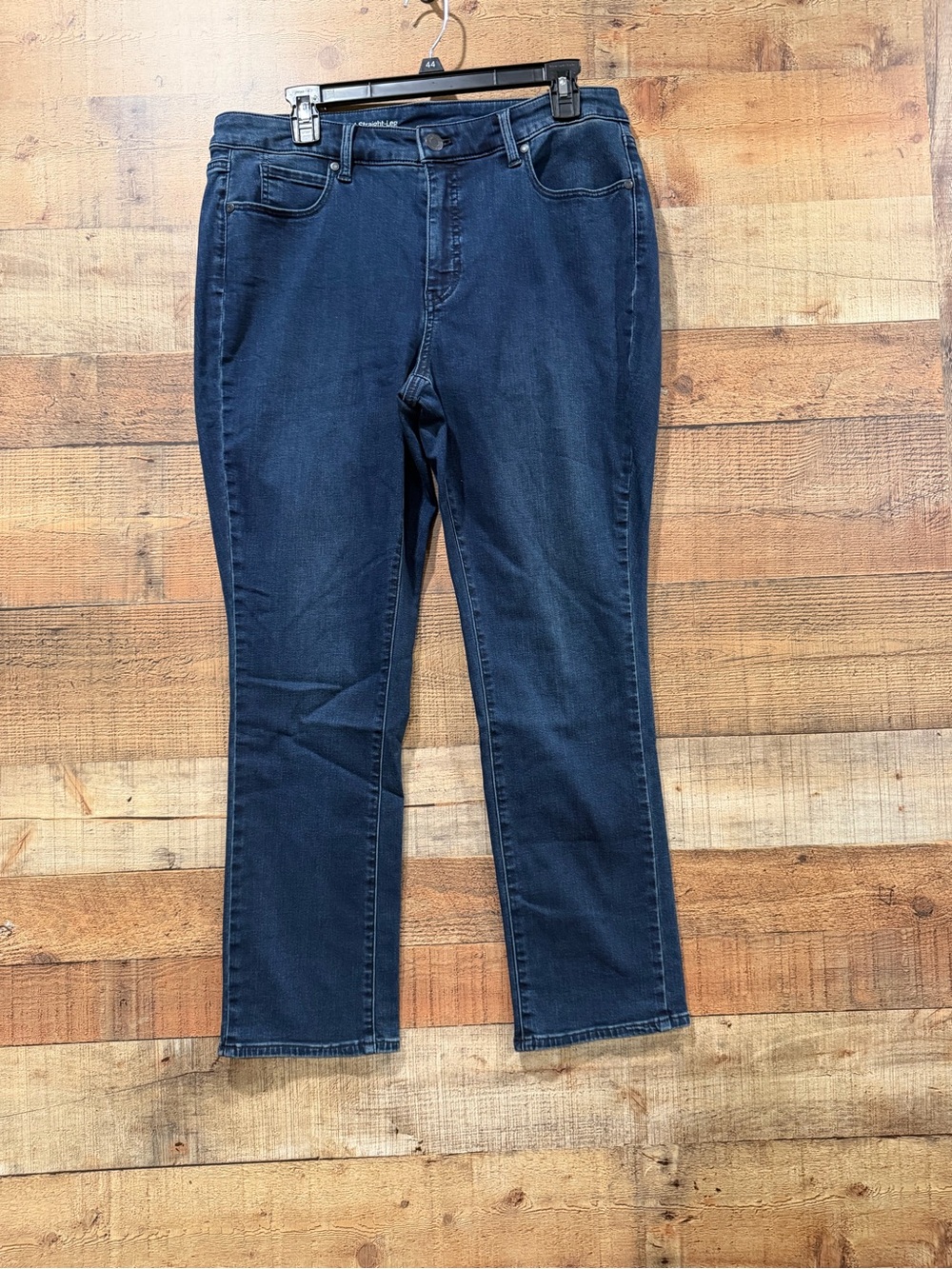 Talbots High Waist Straight Leg Dark Blue Stretch Jeans Size 14W Petite